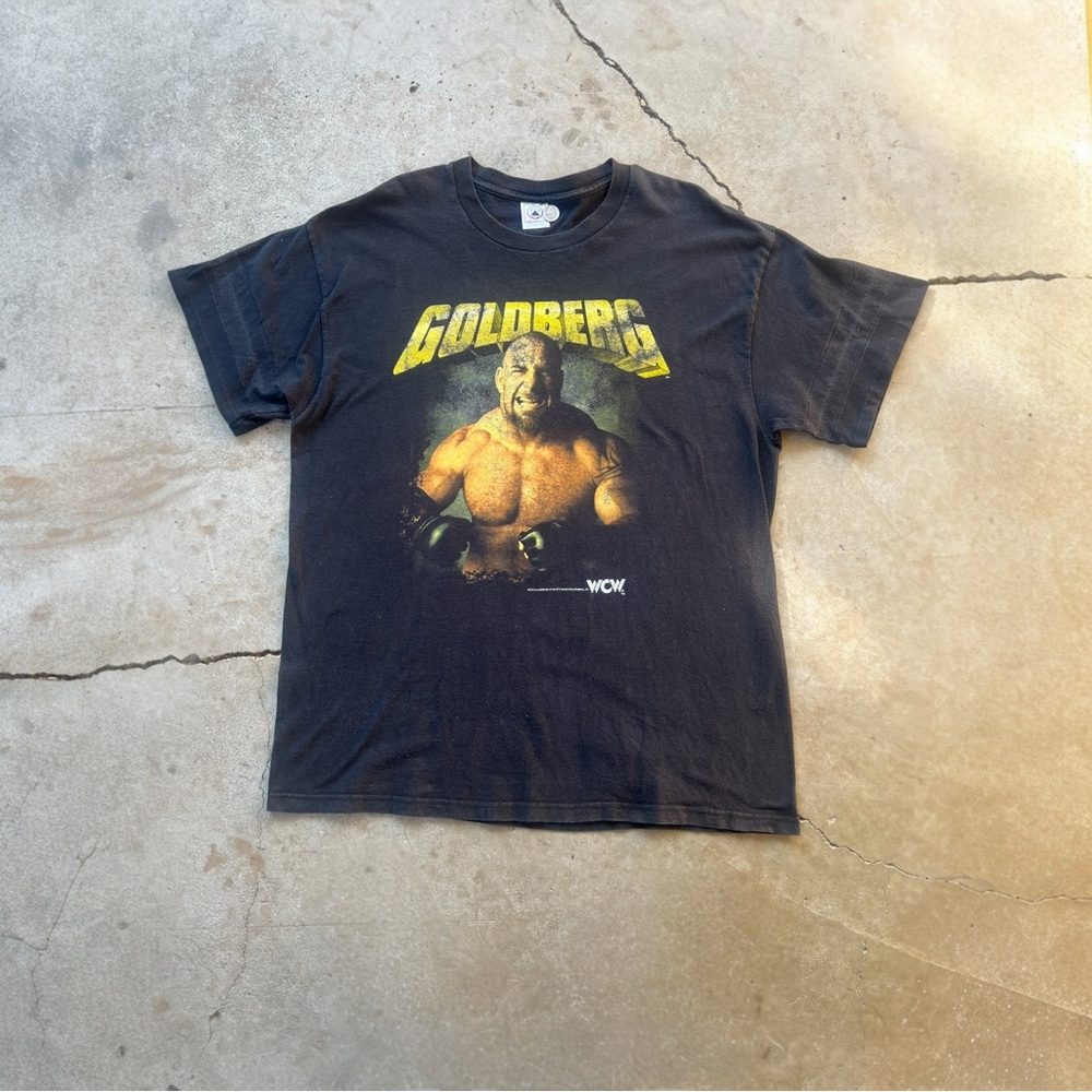 Vintage WCW Goldberg double stitched 90s tshirt black wrestling wwe delta tag xl